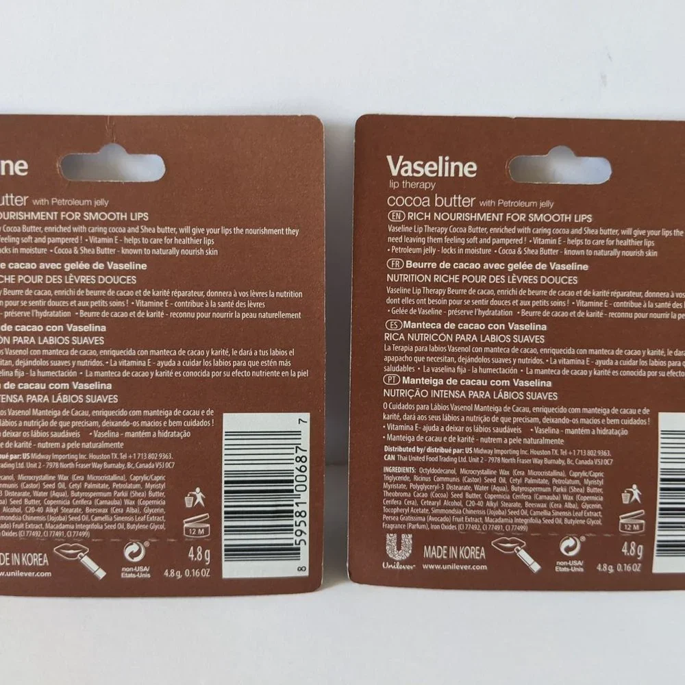 LOT OF 2 Cocoa Butter Vaseline Chapstick Petroleum Jelly Dry Chapped Lips SEALED - Picture 3 of 6